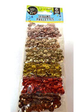 6-Pack Metallic Craft Sequins In Gold Bronze & Red Tones For DIY Projects